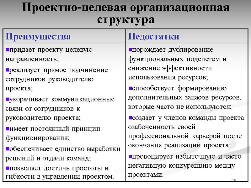 25 Проектно-целевая организационная структура